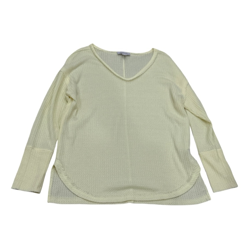 Vintage America Textured V Neck Top Light Yellow Size Medium